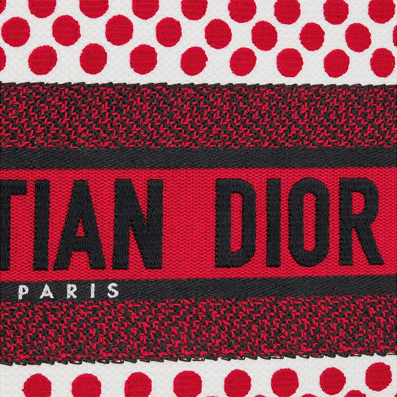 Dior Book Tote Dots Motif Canvas Red Hot Sale