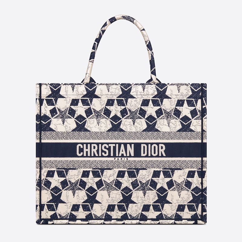 Dior Book Tote Etoile Motif Canvas Blue White Hot Sale