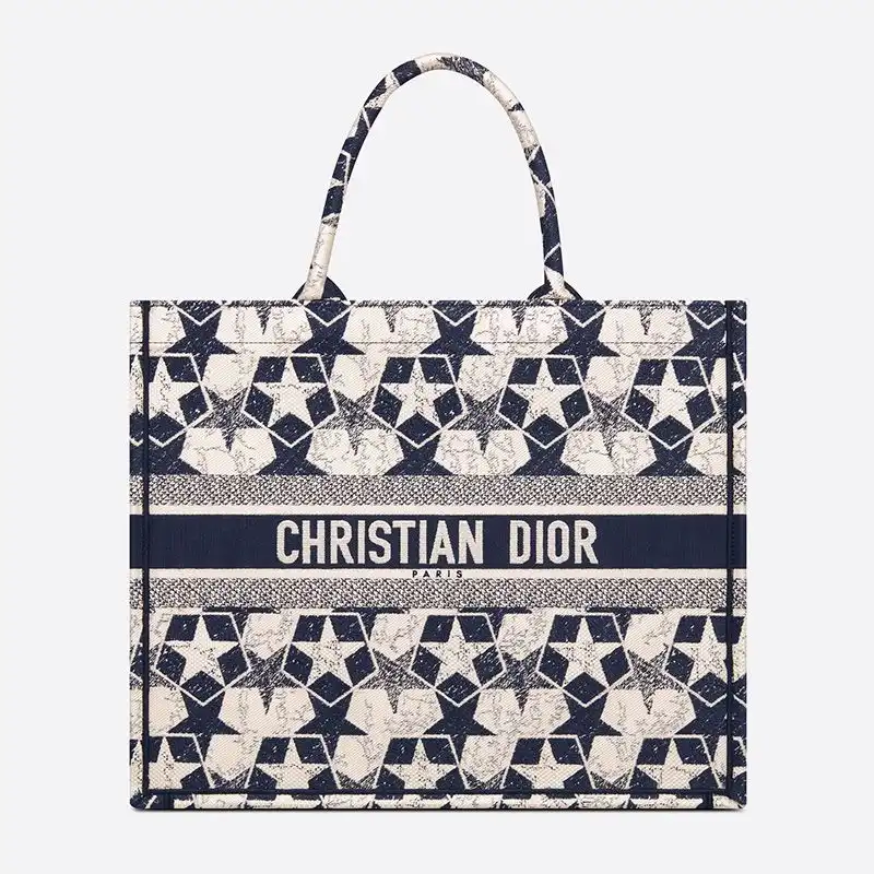 Dior Book Tote Etoile Motif Canvas Blue White