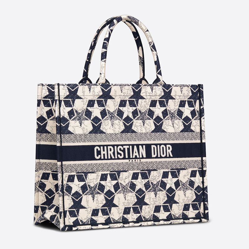 Dior Book Tote Etoile Motif Canvas Blue White Hot Sale