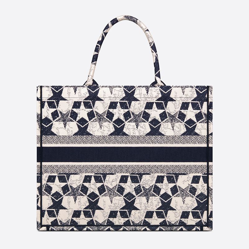 Dior Book Tote Etoile Motif Canvas Blue White Hot Sale