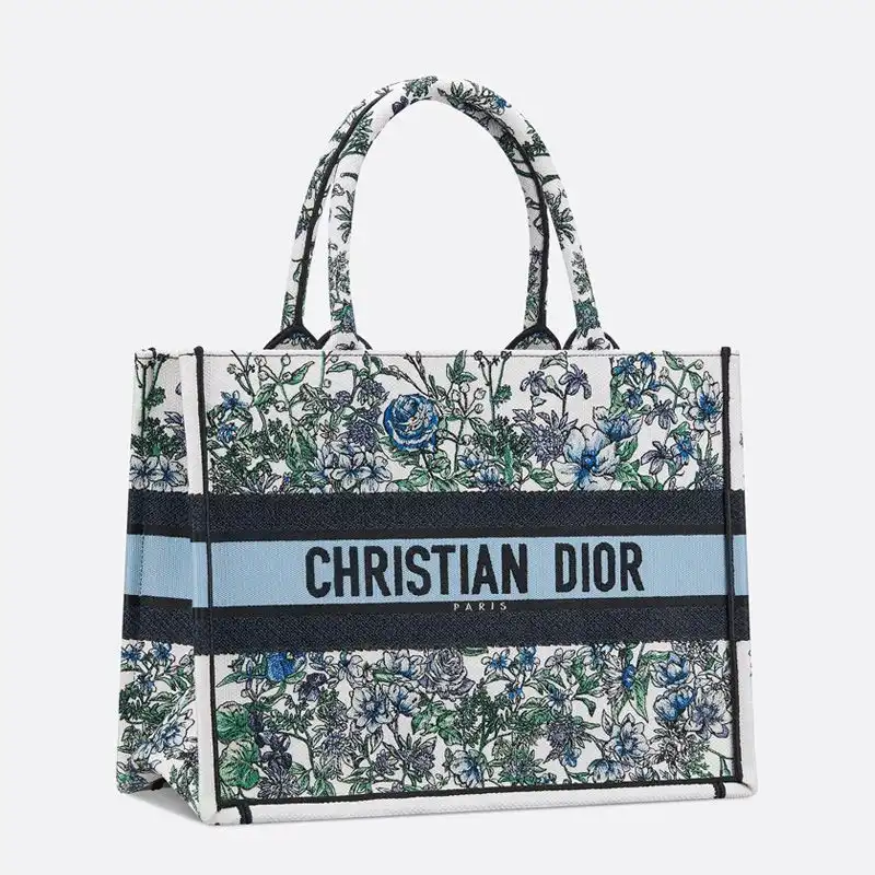 Dior Factory Outlet Dior Book Tote Flowers Constellation Motif Canvas White Blue