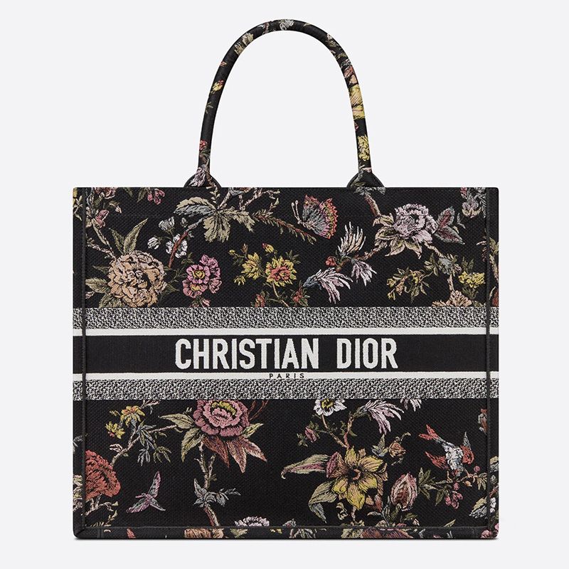 Hot Dior Book Tote Jardin Botanique Motif Canvas Black