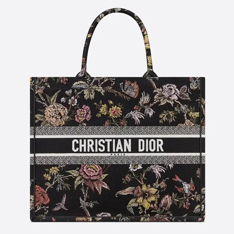 Dior Book Tote Jardin Botanique Motif Canvas Black Hot Sale