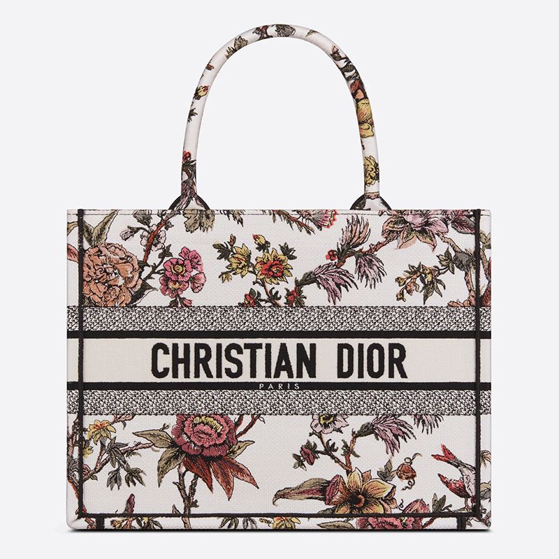 Hot Dior Book Tote Jardin Botanique Motif Canvas White