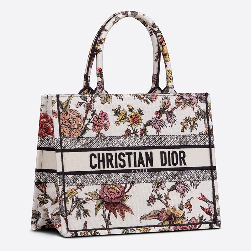 Hot Dior Book Tote Jardin Botanique Motif Canvas White