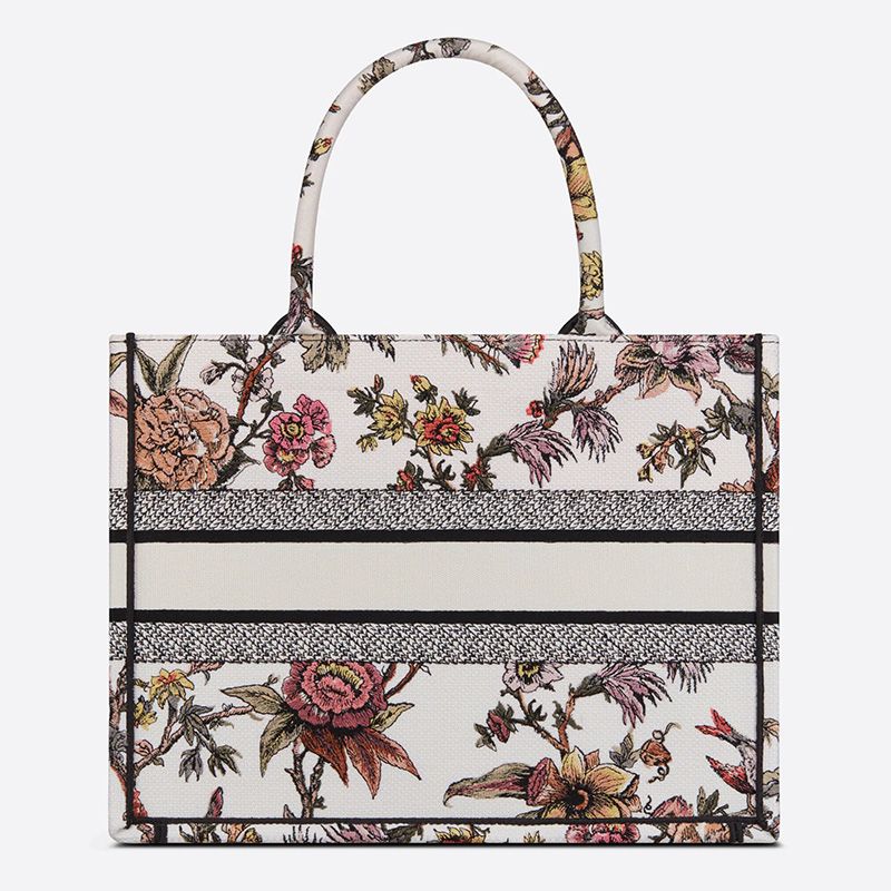 Hot Dior Book Tote Jardin Botanique Motif Canvas White