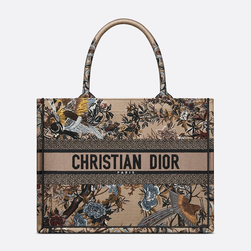 Dior Book Tote Jardin d'Hiver Motif Canvas Beige Luxury