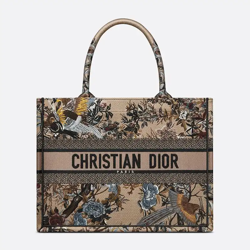 Dior Book Tote Jardin d'Hiver Motif Canvas Beige Hot Sale