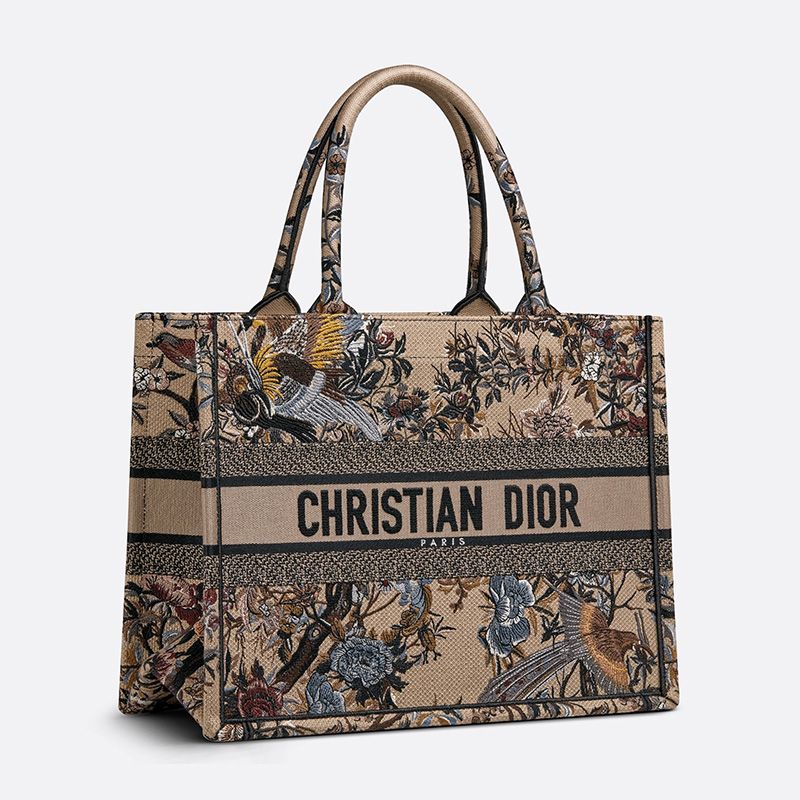 Dior Book Tote Jardin d'Hiver Motif Canvas Beige Luxury