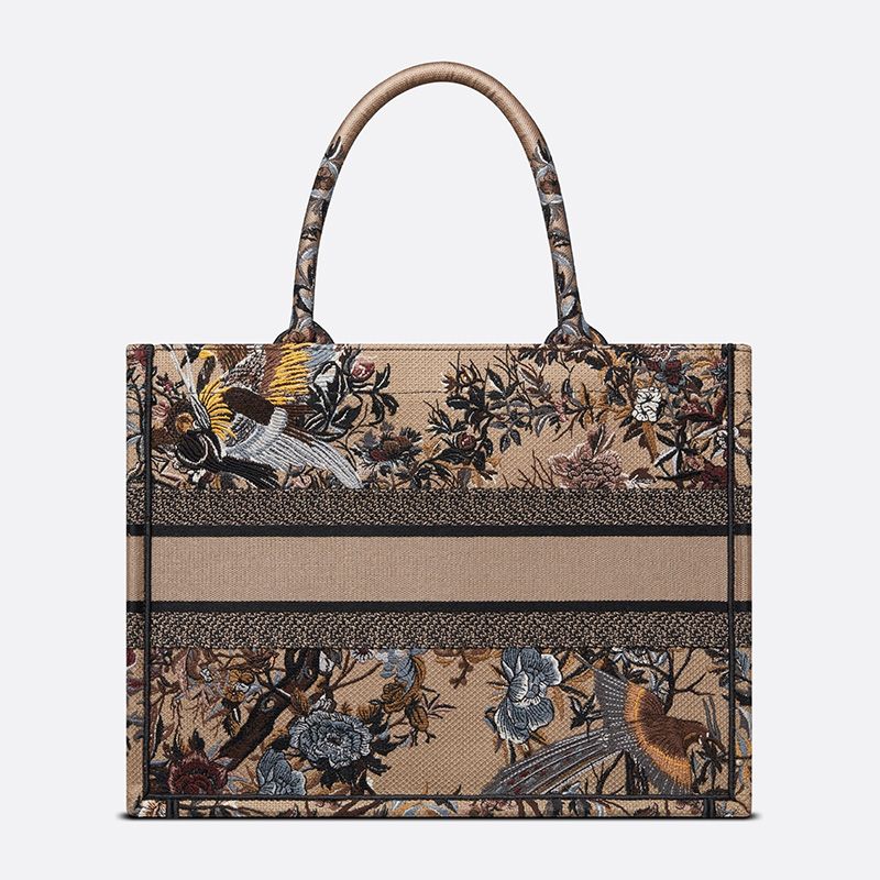 Dior Book Tote Jardin d'Hiver Motif Canvas Beige Luxury