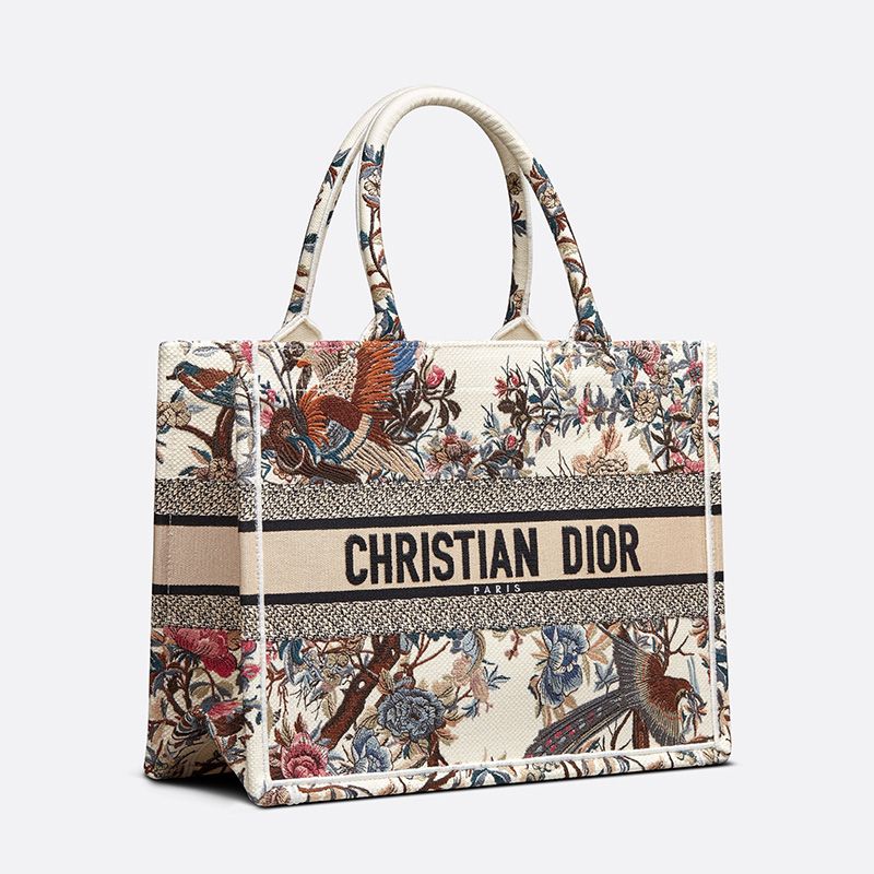 Dior Book Tote Jardin d'Hiver Motif Canvas White Hot Sale