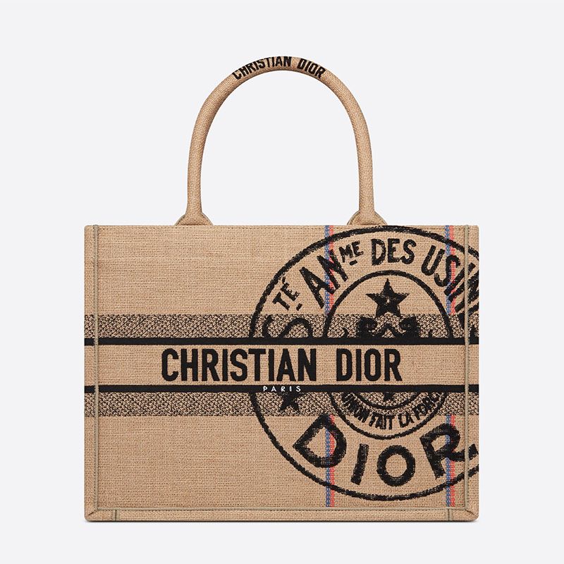 Dior Book Tote Jute Motif Canvas Beige Luxury