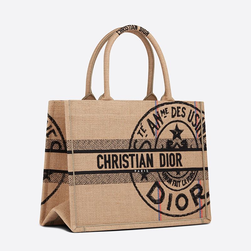 Dior Book Tote Jute Motif Canvas Beige Luxury