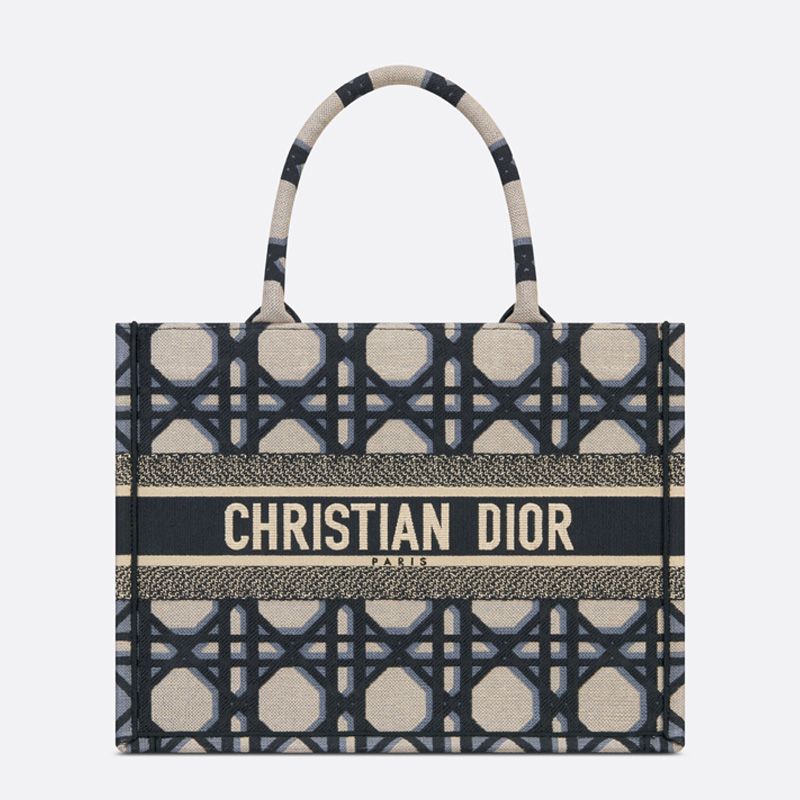 Hot Dior Book Tote Macrocannage Motif Canvas Blue