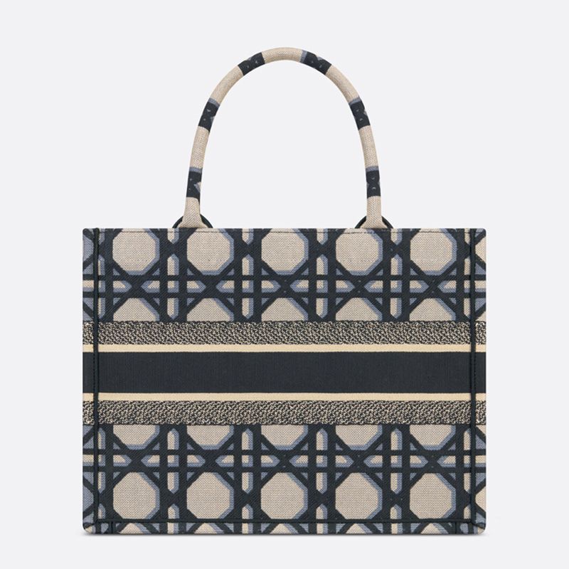 Hot Dior Book Tote Macrocannage Motif Canvas Blue