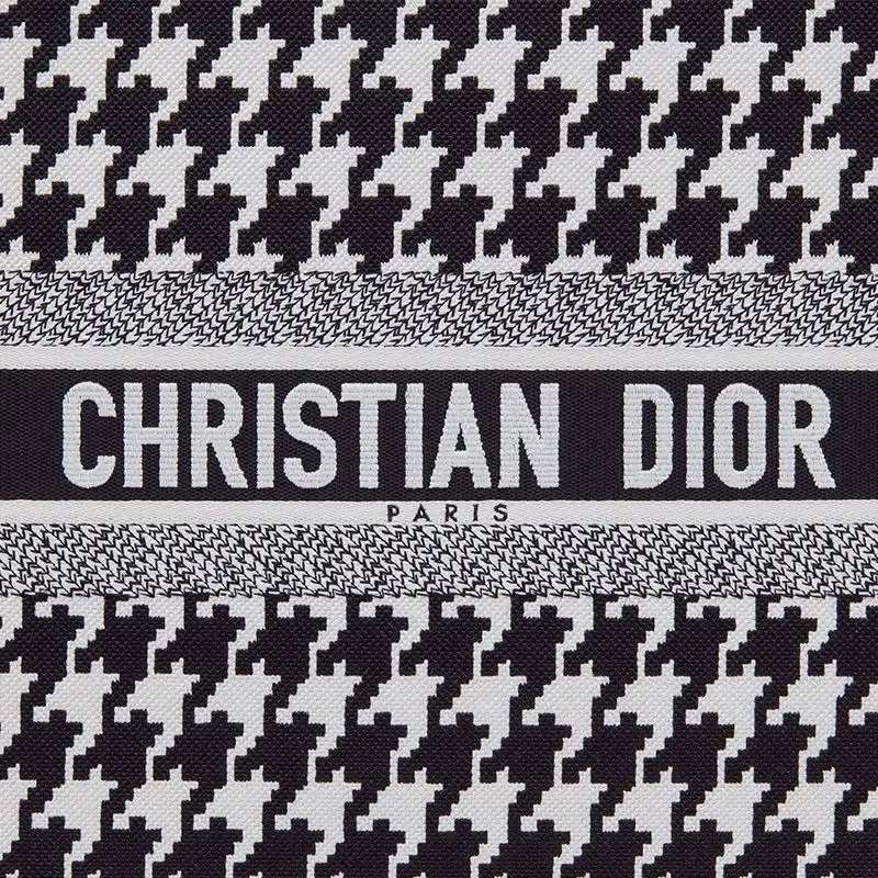 Cheap Dior Book Tote Macro Houndstooth Motif Canvas Black Luxury