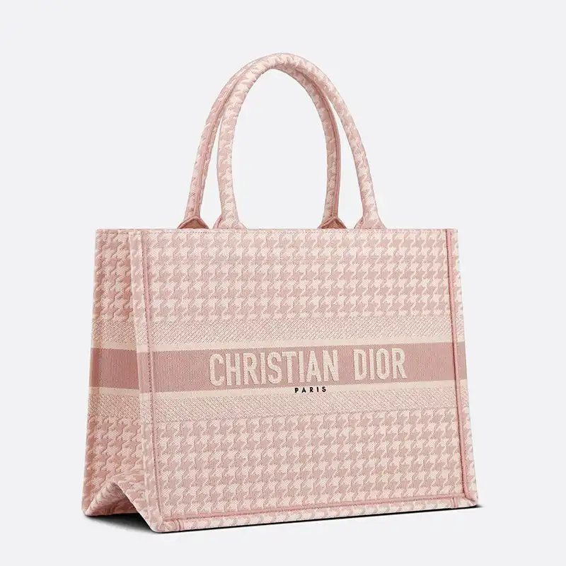 Cheap Dior Book Tote Macro Houndstooth Motif Canvas Cherry Luxury