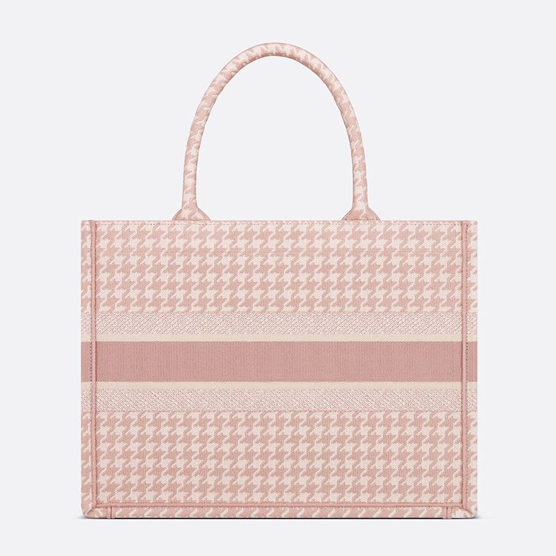 Dior Book Tote Macro Houndstooth Motif Canvas Cherry Hot Sale