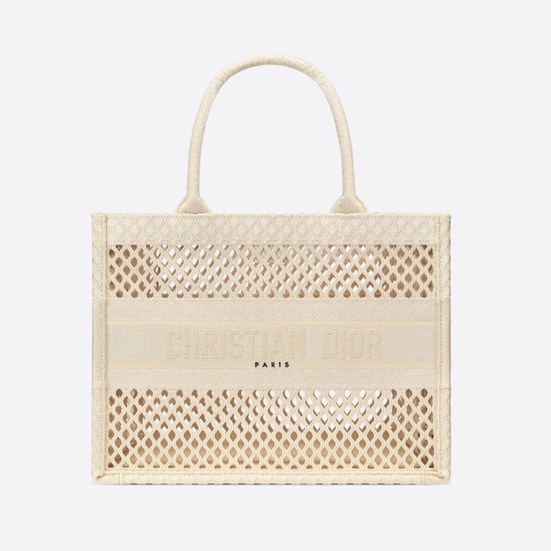 Dior Book Tote Mesh Motif Canvas Beige Hot Sale