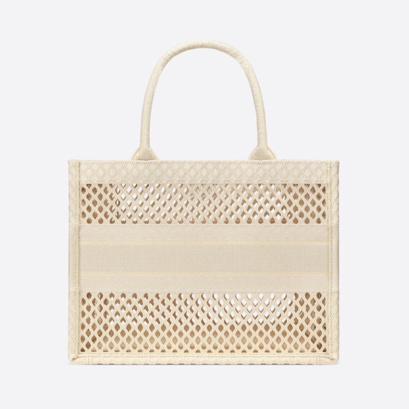 Dior Book Tote Mesh Motif Canvas Beige