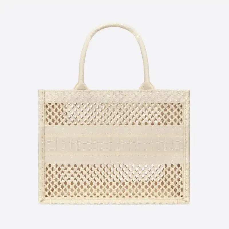 Cheap Dior Book Tote Mesh Motif Canvas Beige Hot Sale