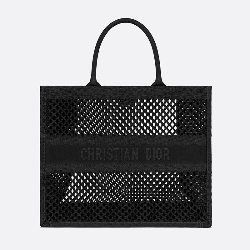 Dior Book Tote Mesh Motif Canvas Black Hot Sale