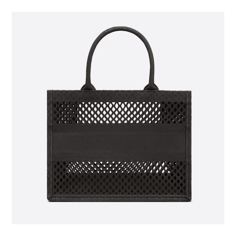 Dior Book Tote Mesh Motif Canvas Black Hot Sale