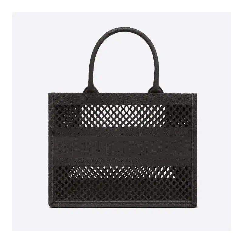 Cheap Dior Book Tote Mesh Motif Canvas Black Hot Sale