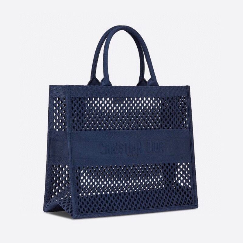 Dior Book Tote Mesh Motif Canvas Blue Hot Sale