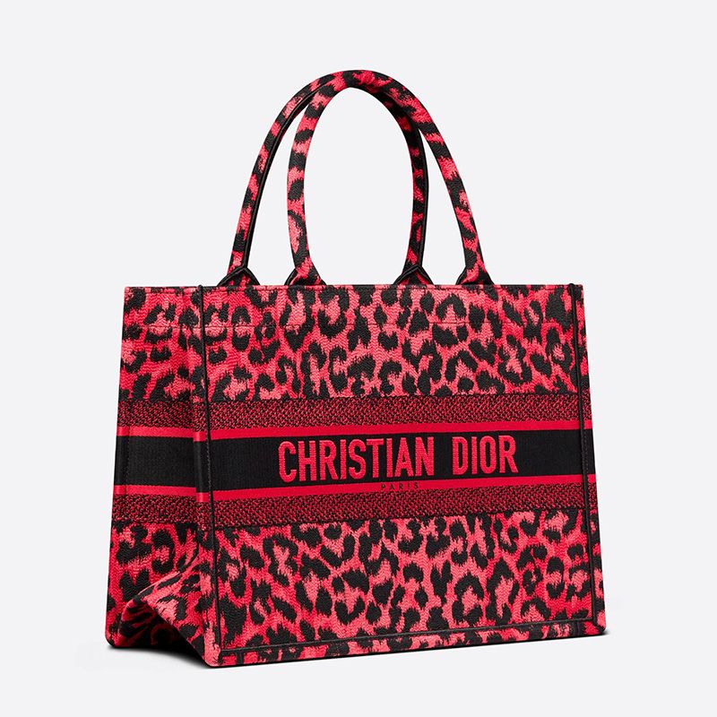 Dior Book Tote Mizza Motif Canvas Red Luxury