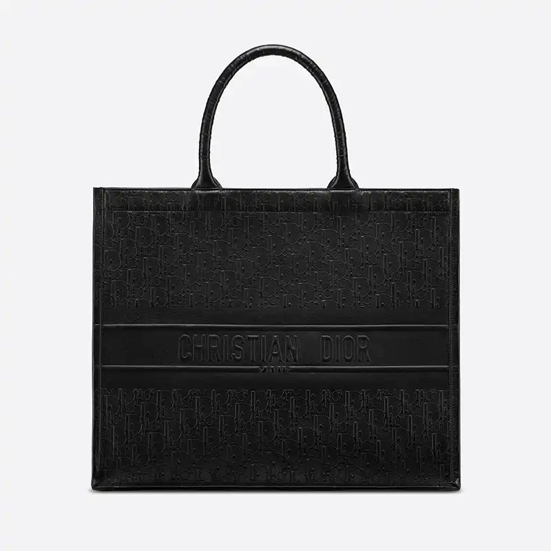 Dior Book Tote Oblique Embossed Calfskin Black