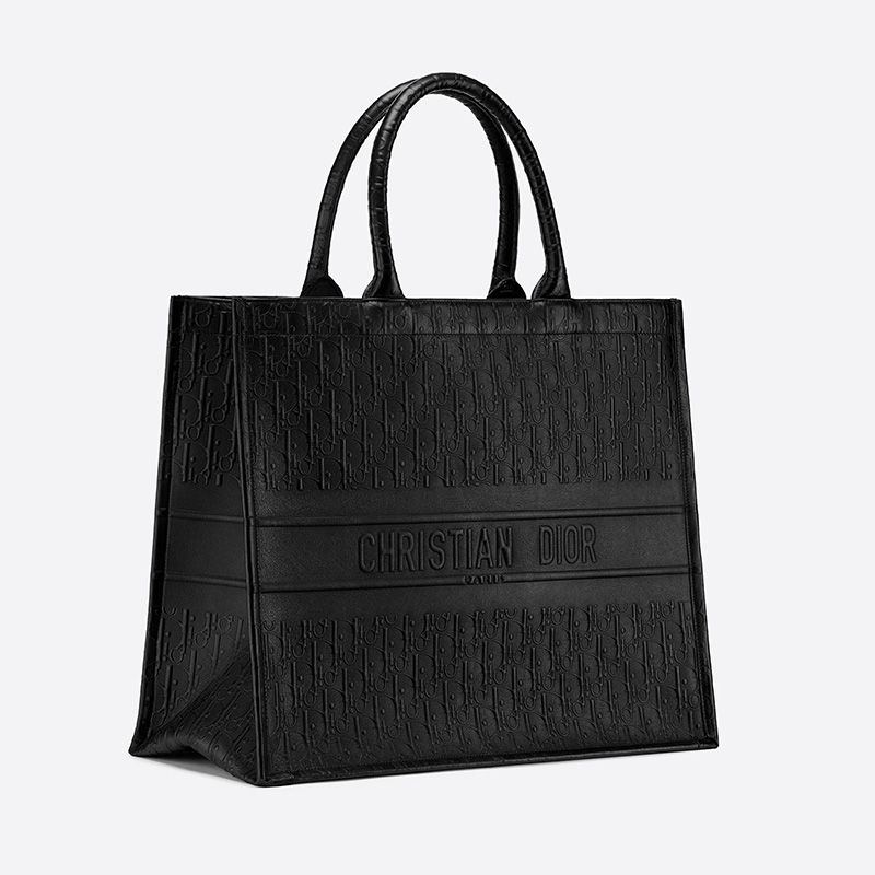 Dior Book Tote Oblique Embossed Calfskin Black