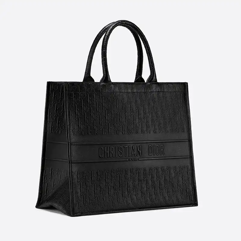 Cheap Dior Book Tote Oblique Embossed Calfskin Black Luxury