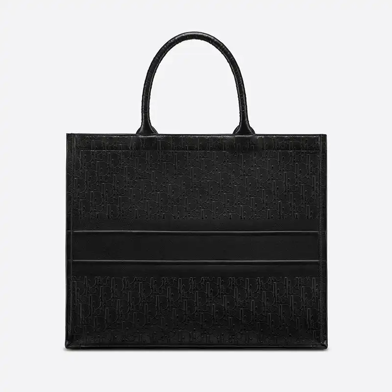 Cheap Dior Book Tote Oblique Embossed Calfskin Black Luxury