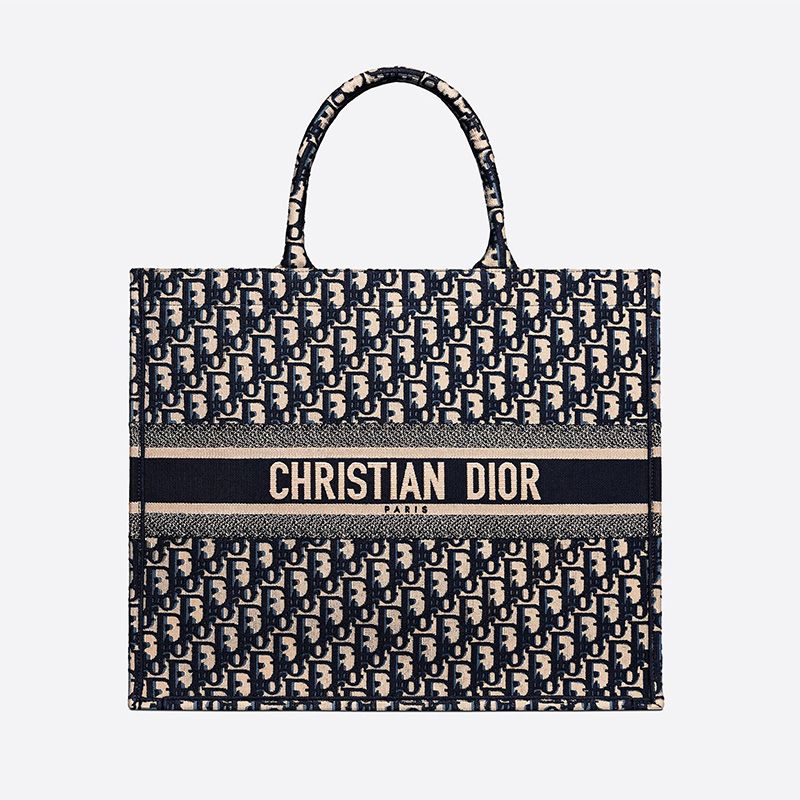 TOP Dior Book Tote Oblique Motif Canvas Blue