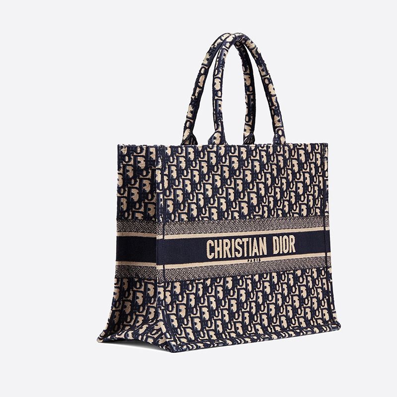 TOP Dior Book Tote Oblique Motif Canvas Blue