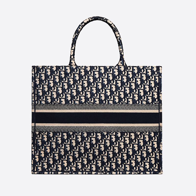 TOP Dior Book Tote Oblique Motif Canvas Blue