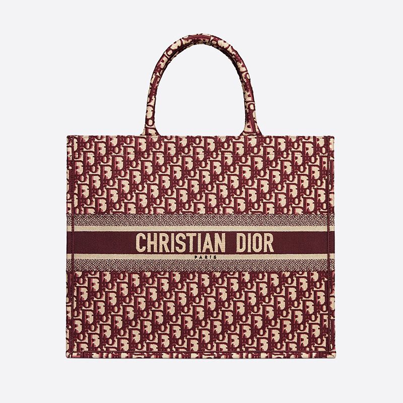 Hot Dior Book Tote Oblique Motif Canvas Burgundy