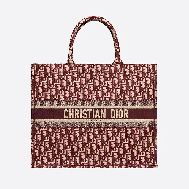 Dior Book Tote Oblique Motif Canvas Burgundy Hot Sale