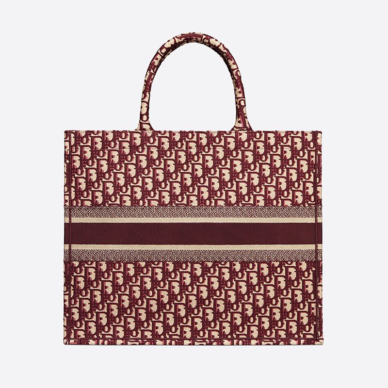 Hot Dior Book Tote Oblique Motif Canvas Burgundy