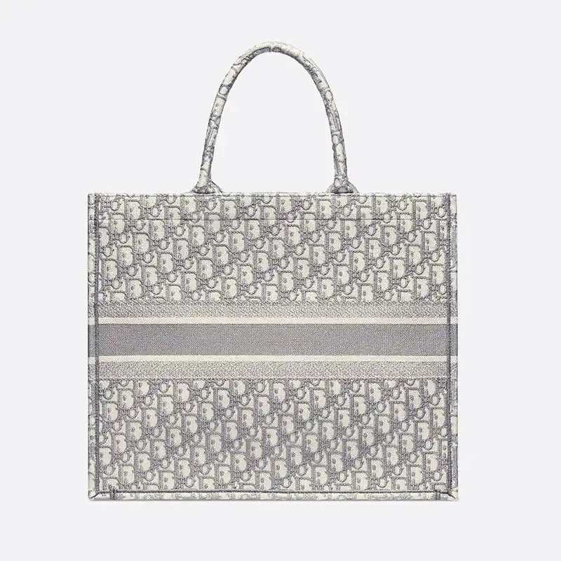 Cheap Dior Book Tote Oblique Motif Canvas Grey Luxury