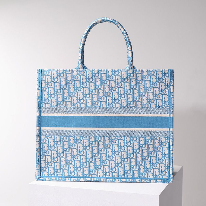 Dior Book Tote Oblique Motif Canvas Light Blue Hot Sale