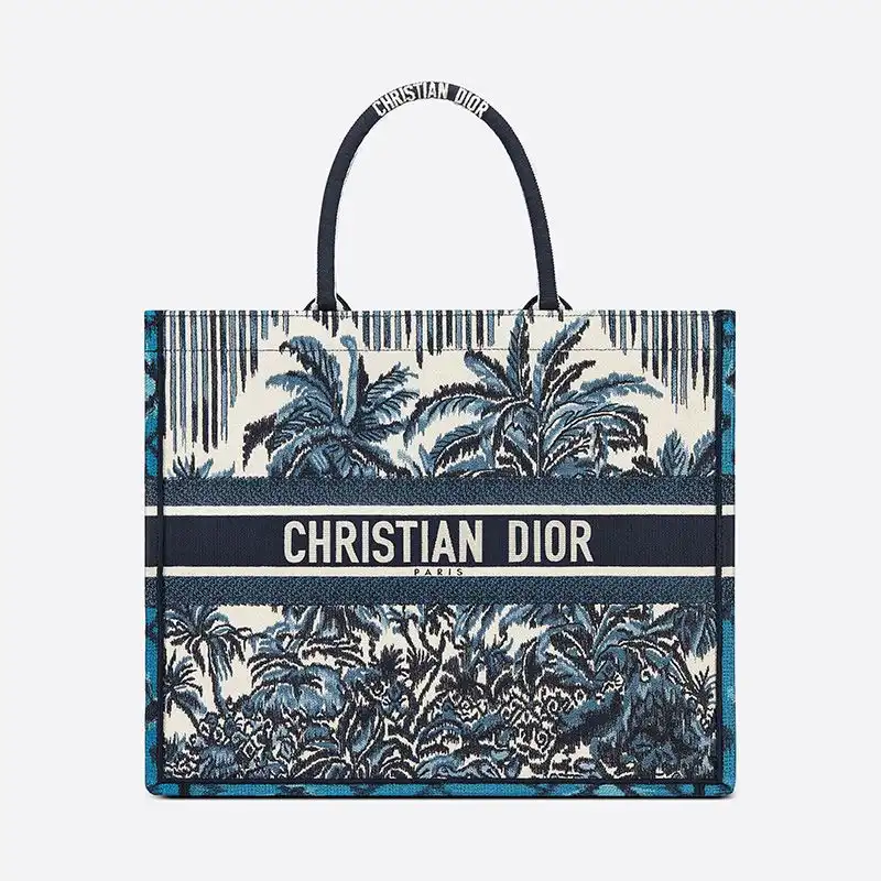 Dior Book Tote Palms Motif Canvas Blue