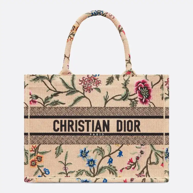 Dior Book Tote Petites Fleurs Motif Canvas Beige