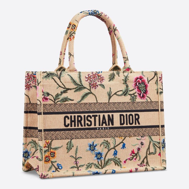 Dior Book Tote Petites Fleurs Motif Canvas Beige