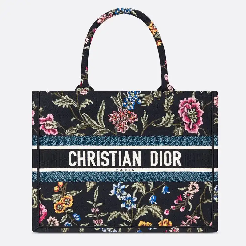 Dior Book Tote Petites Fleurs Motif Canvas Black Hot Sale