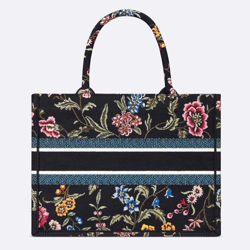 Dior Book Tote Petites Fleurs Motif Canvas Black