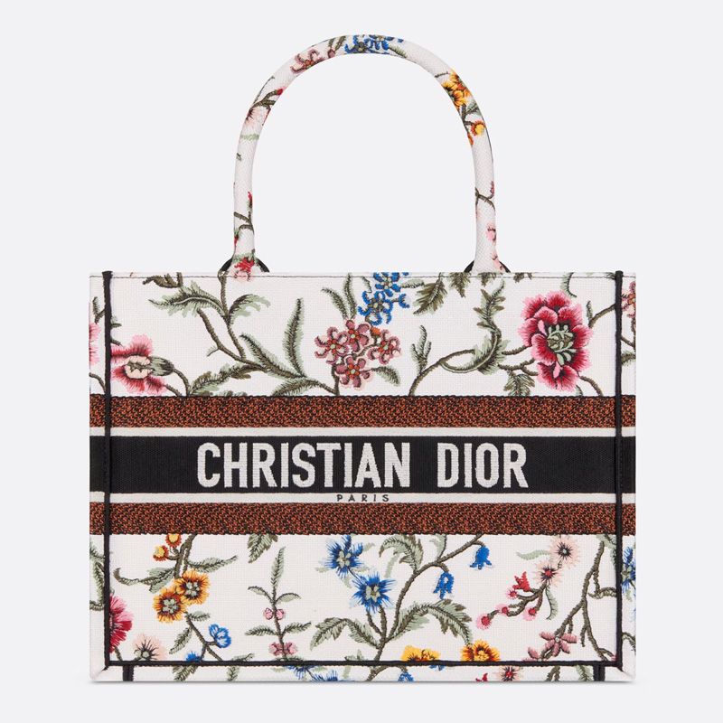 Dior Book Tote Petites Fleurs Motif Canvas White Hot Sale