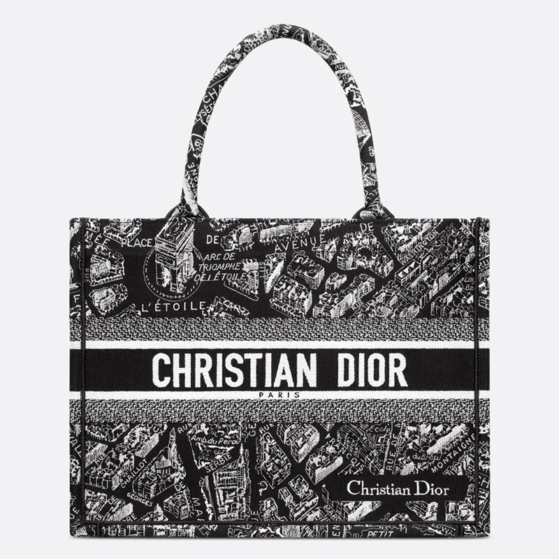 Dior Book Tote Plan de Paris Motif Canvas Black Hot Sale